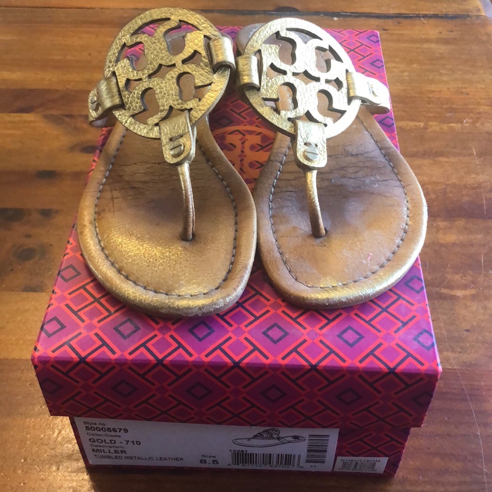 Tory Burch Miller Tumbled Gold Sandals